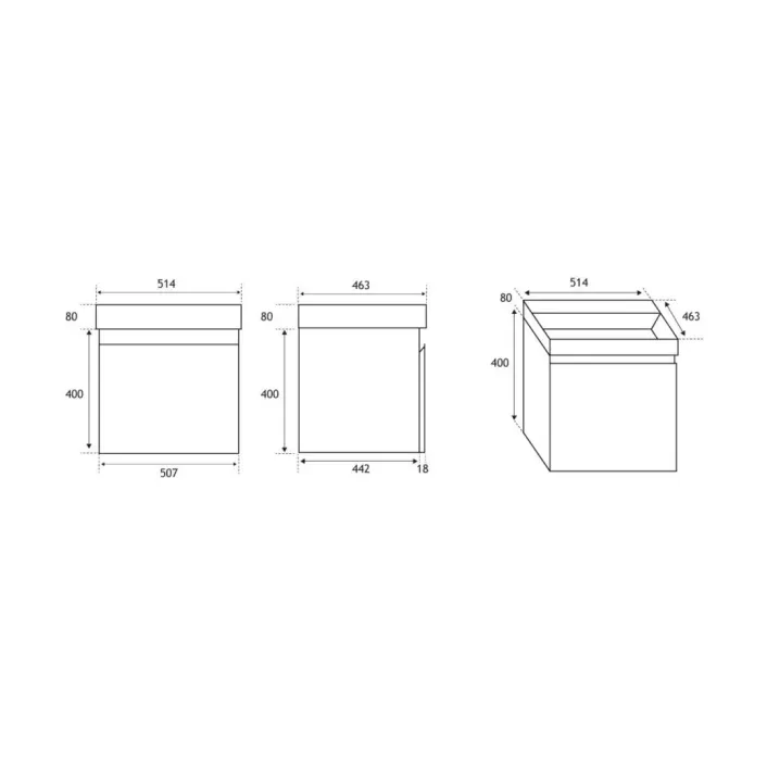 Eastbrook Gravina 50CM 1 Drawer Wall Hung Basin Vanity Unit - White
