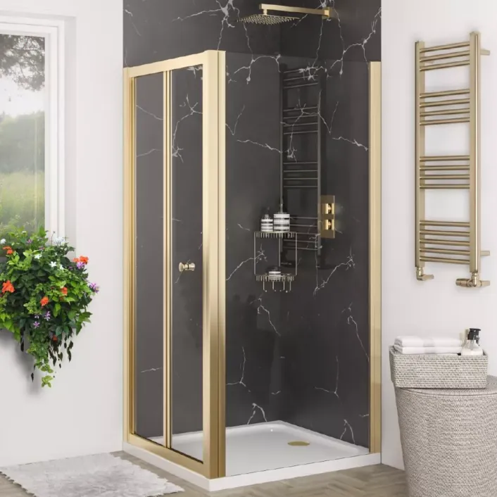 Eastbrook Volente 1850 x 800mm Bi-Fold Shower Door - Brushed Brass