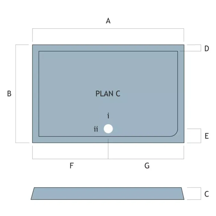 Eastbrook Vantage Plan C 1300mm x 800mm Rectangular Shower Tray - White