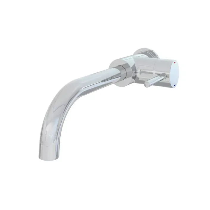 Eastbrook Meriden Wall Mounted Curved Spout Basin Mixer Tap with Single Lever Side Action - Chrome