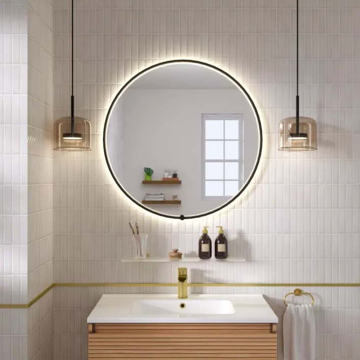 Eastbrook Sanremo 800x800mm Round LED Bathroom Mirror - Matt Black