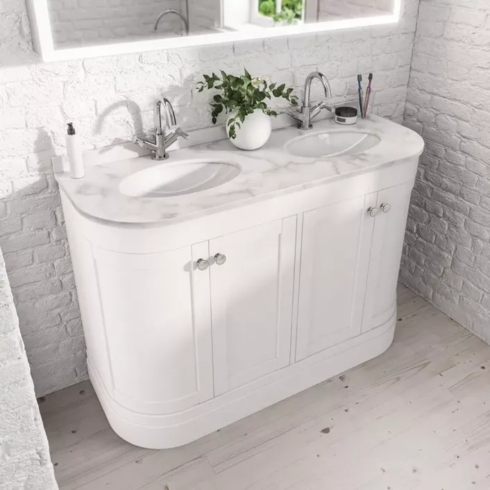 Eastbrook Hardwick 120CM 4 Door Double Bowl Basin Vanity Unit - White