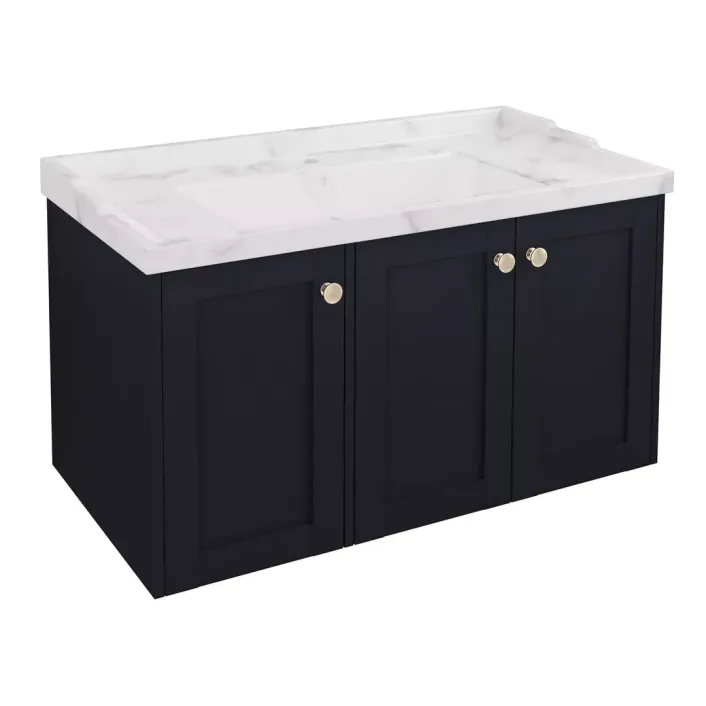 Eastbrook Hardwick 90CM 3 Door Square Wall Hung Basin Vanity Unit - Anthracite