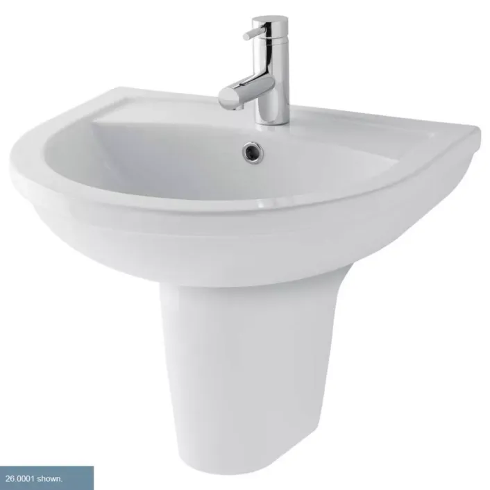 Eastbrook Dura 50cm x 40cm 1 Tap Hole Ceramic Basin with Overflow & Fixings - White