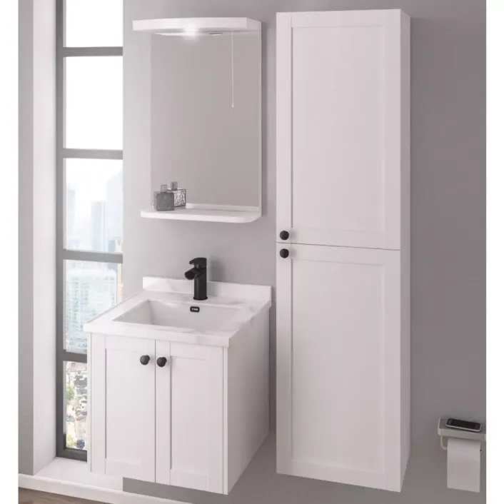 Eastbrook Hardwick 50CM 2 Door Square Wall Hung Basin Vanity Unit - Matt White