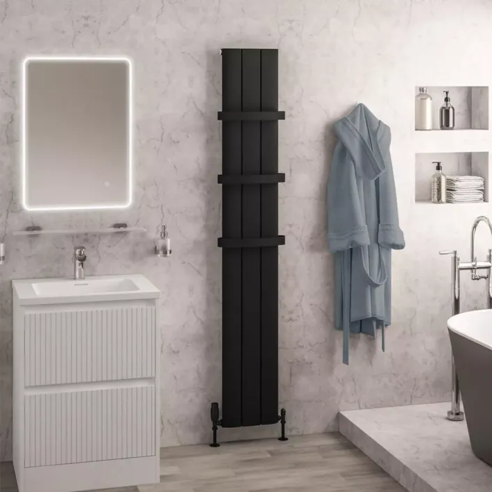 Eastbrook Withington 1800 x 280 Aluminium Radiator Matt Black