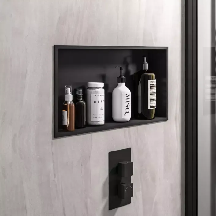 Eastbrook 600x300mm Shower Niche - Matt Black
