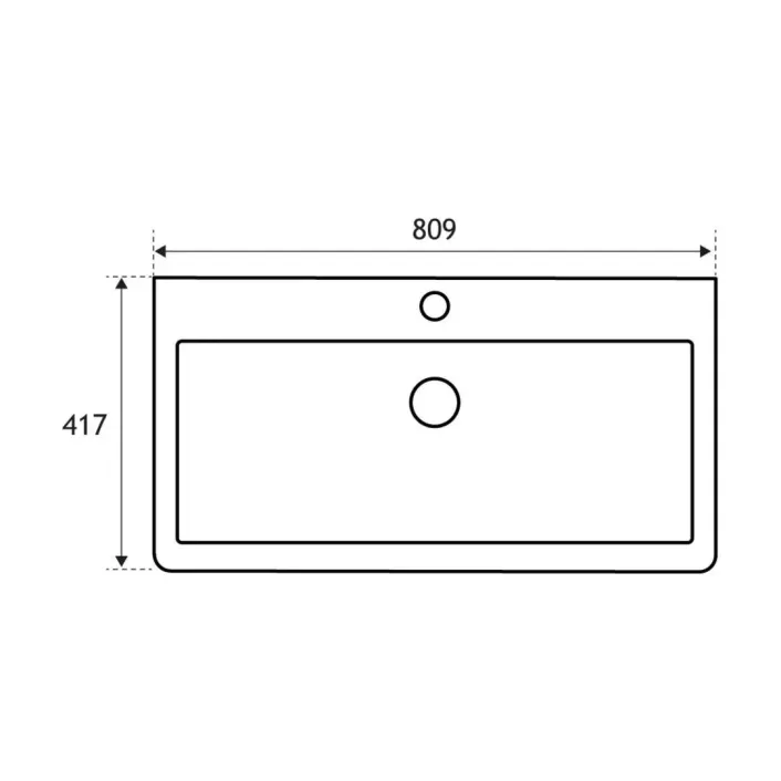 Eastbrook Cavone 80cm x 41cm 1 Tap Hole Polymarble Basin - White