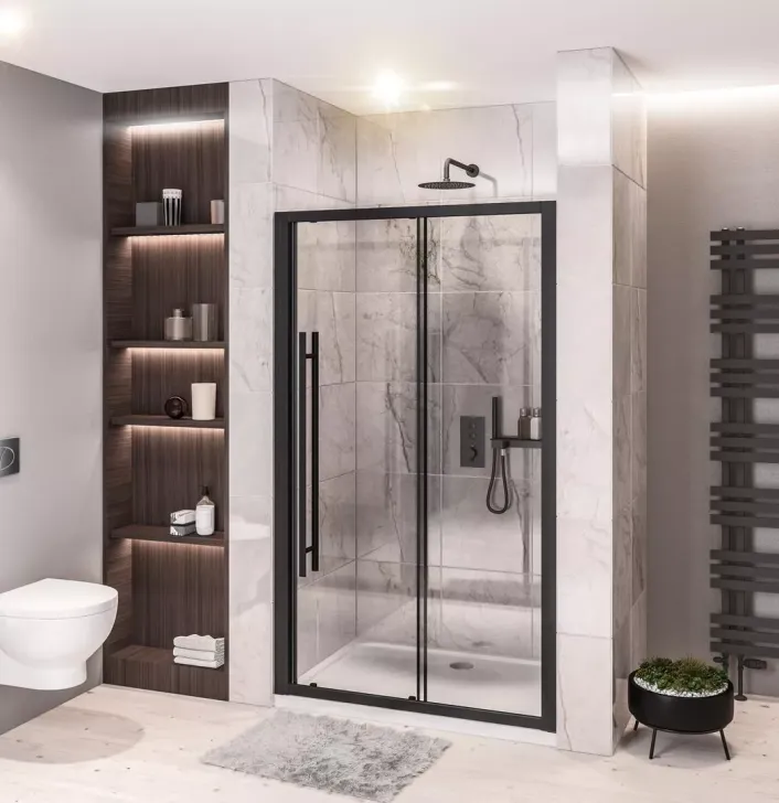 Eastbrook Vantage 2000 Easy Clean 2000x1300mm Slider Shower Door - Matt Black