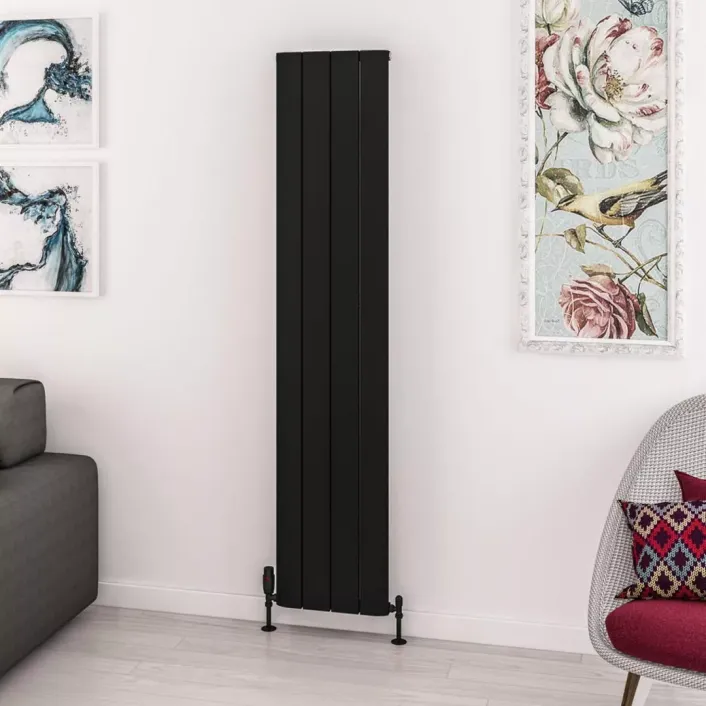 Eastbrook Withington 1800 x 375 Aluminium Radiator Matt Black