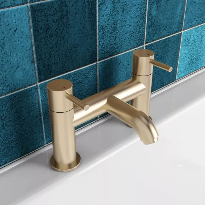 Eastbrook Meriden Bath Filler Tap with Curved Spout Brushed Brass