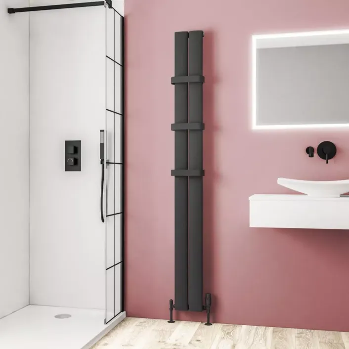 Eastbrook Malmesbury 1800 x 185 Aluminium Radiator Matt Anthracite