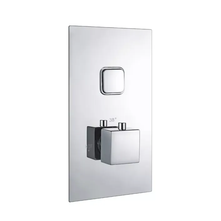 Eastbrook Concealed Thermostatic Shower Valve with Single Square Push Button - Chrome