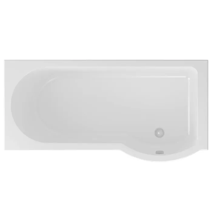 Eastbrook Portland 1600 x 850 x 440mm Left Hand (LH) P-Shaped 5mm Shower Bath - White