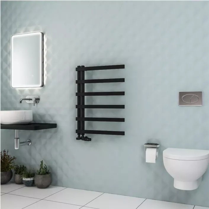 Eastbrook Platani 800 x 600mm Towel Rail Matt Black