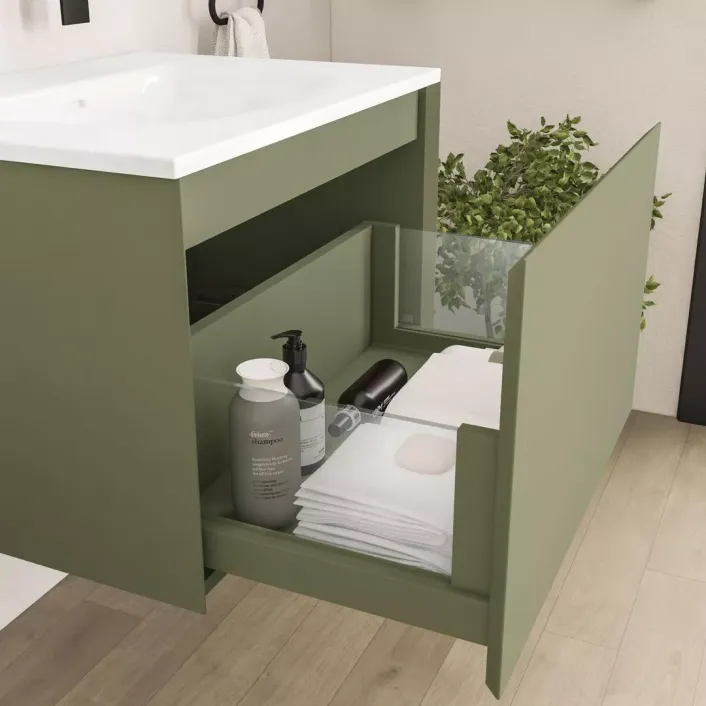 Eastbrook Badbury 60cm Wall Hung Unit 1 Drawer Savannah Green