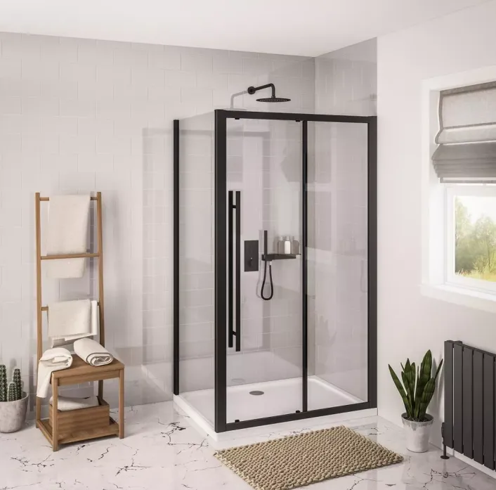 Eastbrook Vantage 2000 Easy Clean 2000x1500mm Slider Shower Door - Matt Black