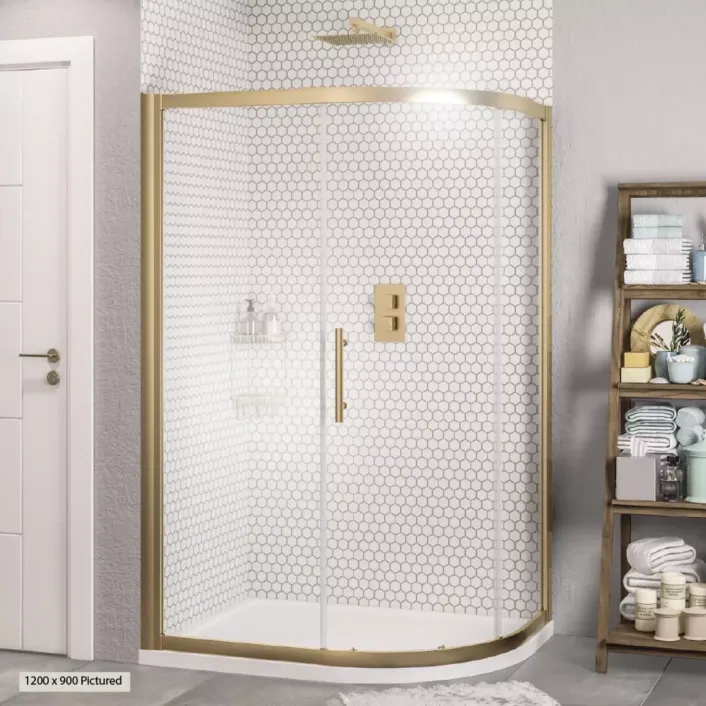 Eastbrook Volente 1000 x 760mm Single Door Offset Quadrant Shower Enclosure - Brushed Brass