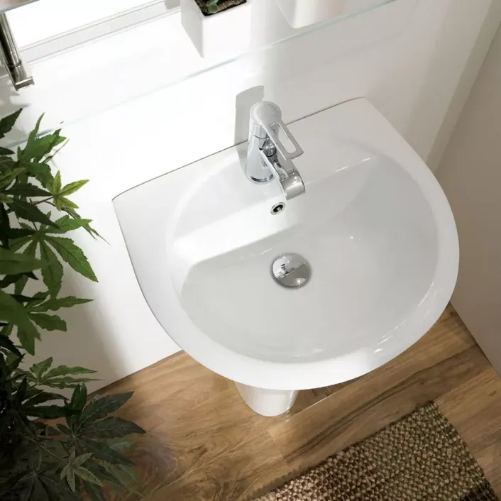 Eastbrook Loire 53cm x 45cm 1 Tap Hole Ceramic Basin with Overflow - White
