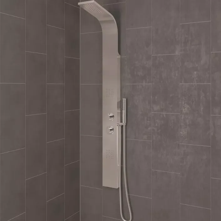 Eastbrook Conway Shower Panel with Thermostatic Valve, Body Jets, Round Shower Handset & Hose - Chrome