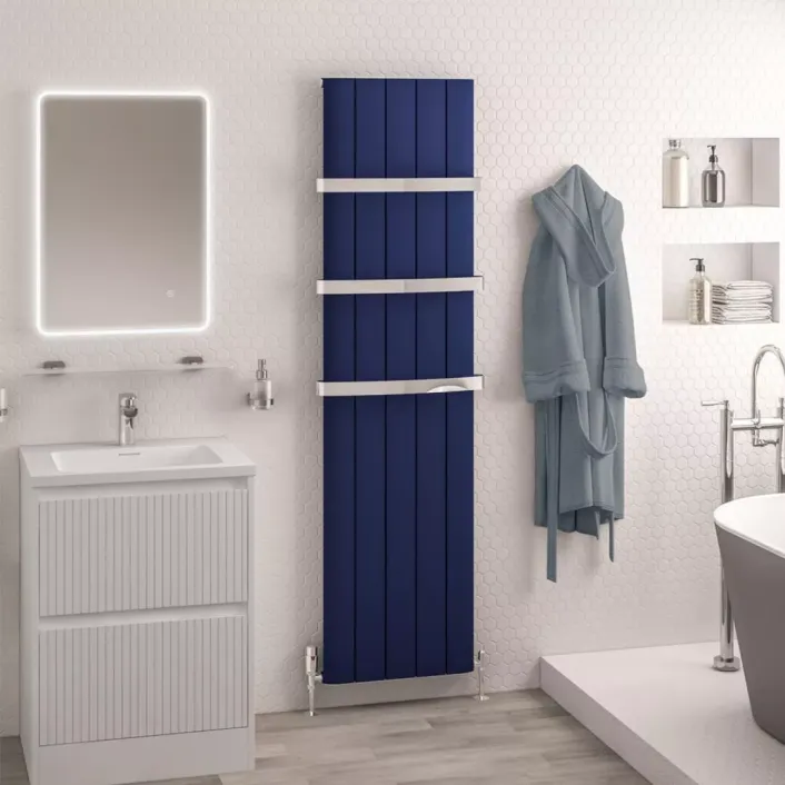 Eastbrook Withington 1800 x 470 Aluminium Radiator Matt Cobalt Blue