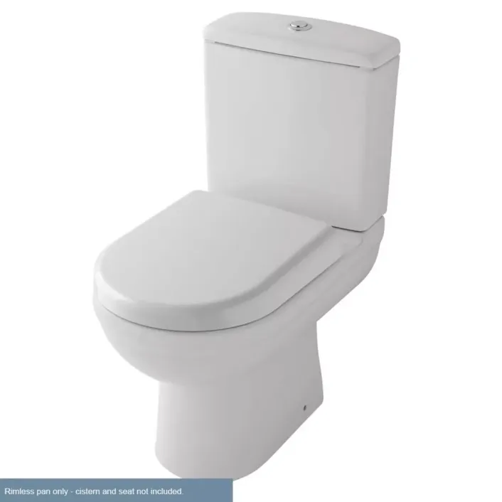 Eastbrook Dura Close Coupled Rimless WC Pan with Fixings - White