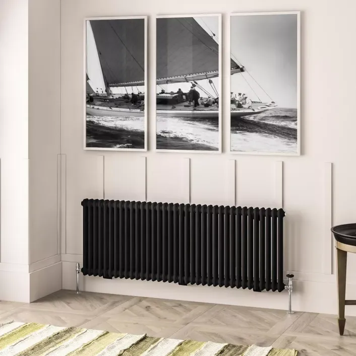 Eastbrook Imperia 2 Column Radiator 600 x 1640mm Matt Black