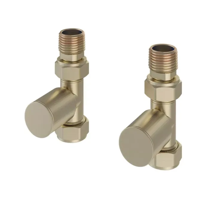Eastbrook Straight Radiator Valves (Pair) Brushed Brass