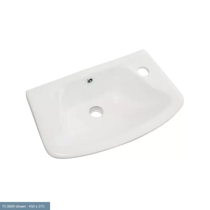 Eastbrook Loire 36cm x 25cm Right Hand (RH) 1 Tap Hole Ceramic Cloakroom Basin with Overflow - White