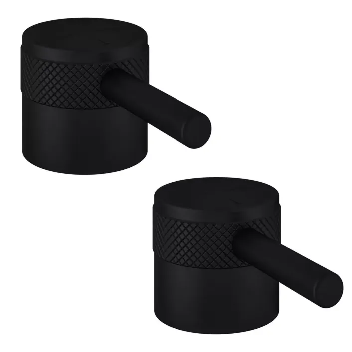Eastbrook (Pair) Meriden Half Knurling Tap Handles for 2 Tap Hole Bath Filler and Bath Shower Mixer Taps Matt Black