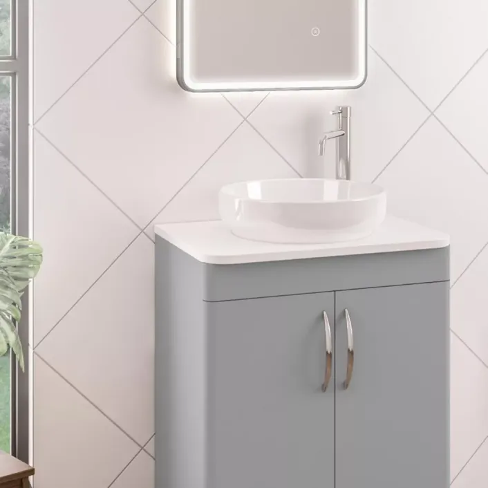 Eastbrook Cavone 60CM 2 Door Basin Vanity Unit - Matt Grey - Freestanding