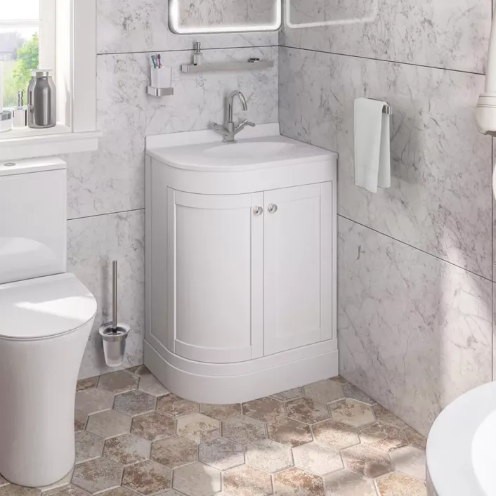Eastbrook Hardwick Traditional 60cm x 44cm 1 Tap Hole Polymarble Basin - White