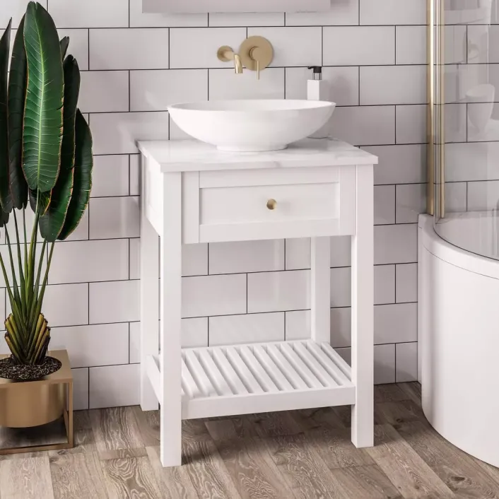 Eastbrook Hardwick 60CM Floor Standing Washstand - Matt White
