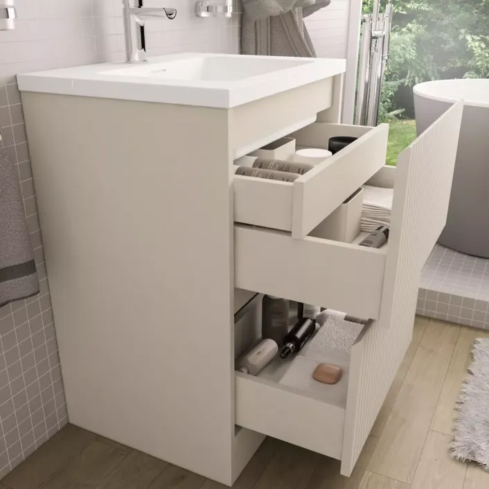 Eastbrook Stockton 60cm Fluted Drawer Base Unit Cashmere