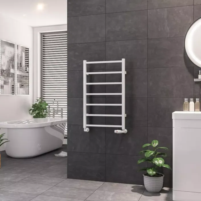 Eastbrook Tuscan Square Towel Rail 800 x 500 Gloss White