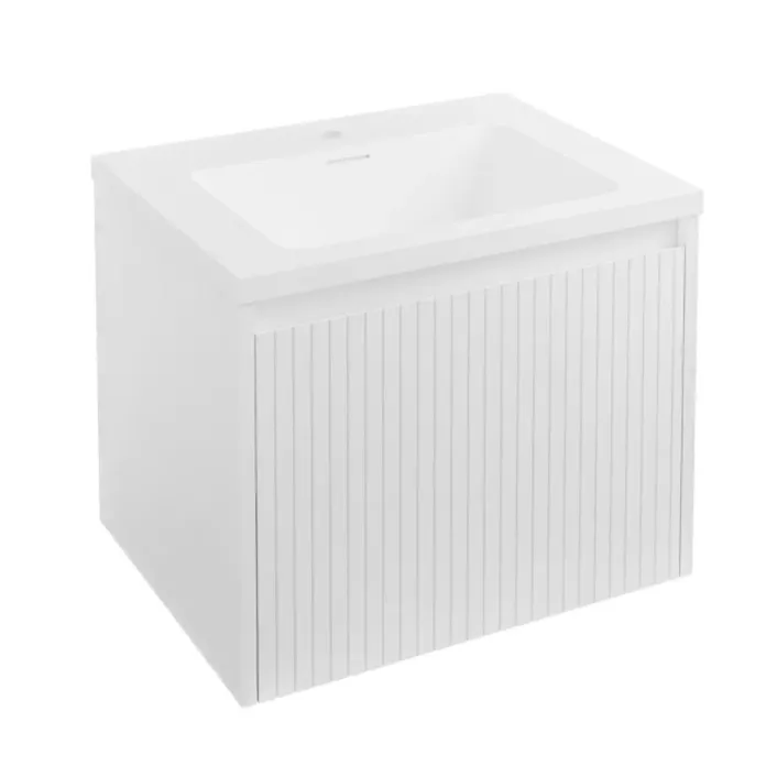 Eastbrook Stockton 60cm Fluted Wall Hung Unit 1 Drawer High Gloss White