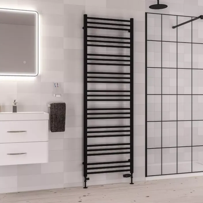 Eastbrook Corinium Round 1800 x 600 Towel Rail Matt Black
