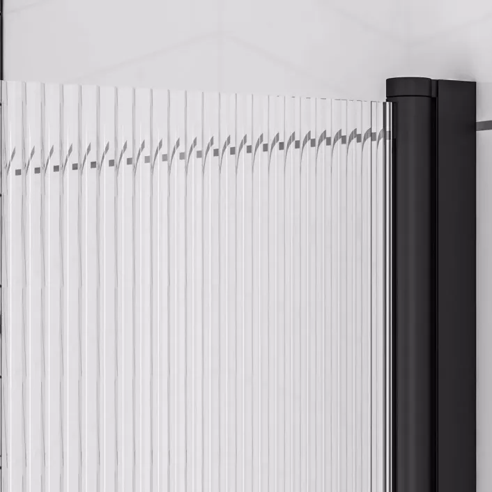 Eastbrook 6mm 1400 x 800mm Right Hand (RH) Fluted Straight Bath Screen - Matt Black