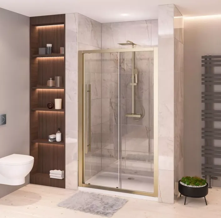 Eastbrook Vantage 2000 Easy Clean 2000x1300mm Slider Shower Door - Brushed Brass