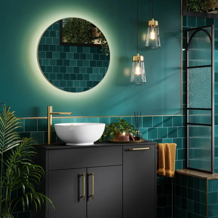 hib. Arcane Illuminated Frame Bathroom Mirror - Brushed Brass