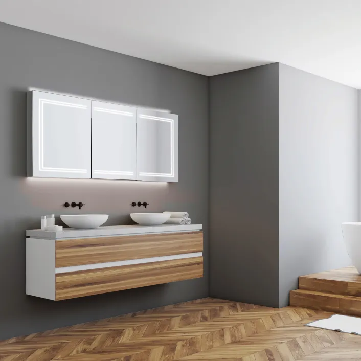 hib. Edge LED Border Mirrored Cabinet