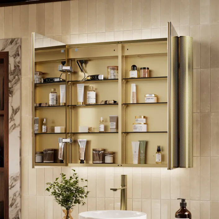 hib. Bastille Mesh LED Cabinet - Brushed Brass