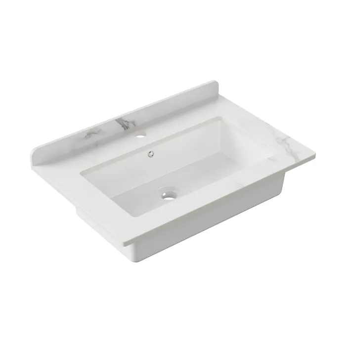 hib. Kingsbury Quartz Countertop & Basin - White Marble