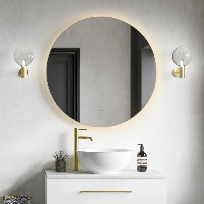 hib. Arcane Illuminated Frame Bathroom Mirror - Brushed Brass