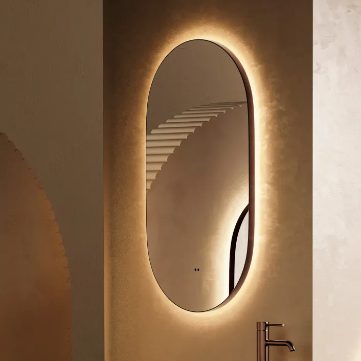hib. Arcane Illuminated Frame Bathroom Mirror - Brushed Bronze