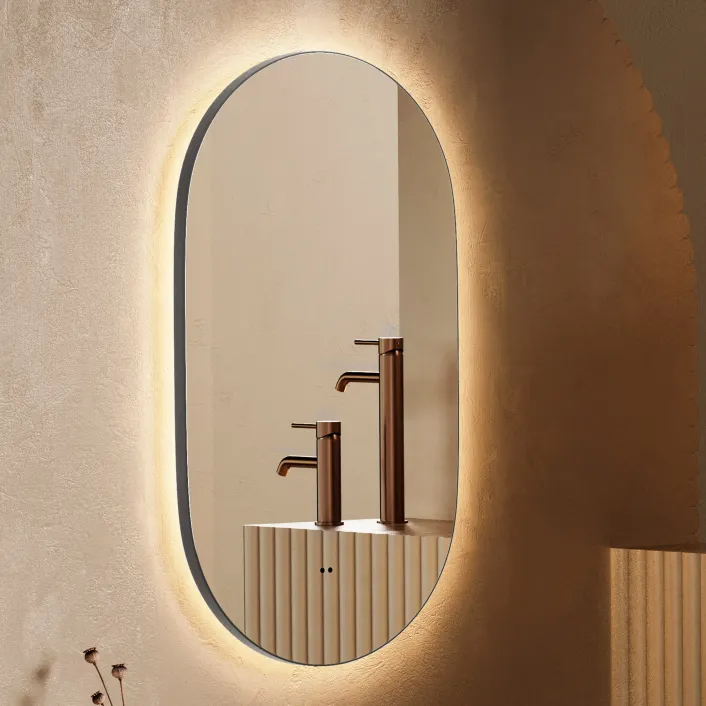 hib. Arcane Illuminated Frame Bathroom Mirror - Gunmetal