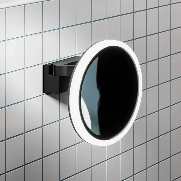hib. Cirque Illuminated Magnifying Bathroom Mirror - Black