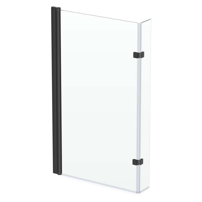 Kartell Nero L Shaped Shower Bath Screen 6mm Glass Chrome