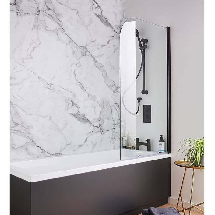 Kartell Nero Round Bath Screen 6mm Glass Chrome