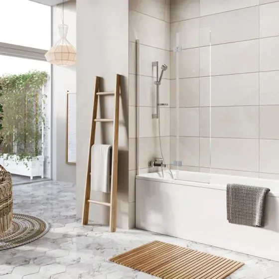 Scudo Thalia Inward Opening Bath Screen, Chrome — 900 x 1500mm